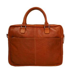 16 inch leren laptoptas cognac