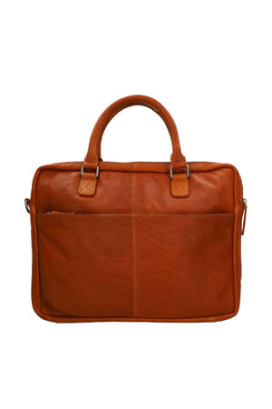  16 leren laptoptas cognac