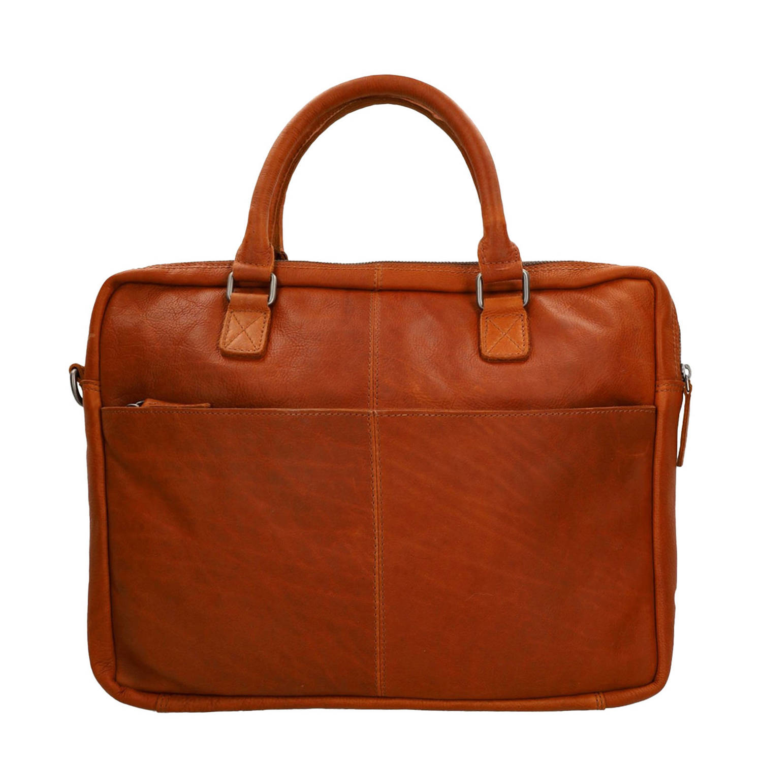 field 16 leren laptoptas cognac
