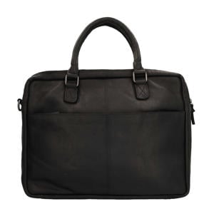16 inch leren laptoptas zwart