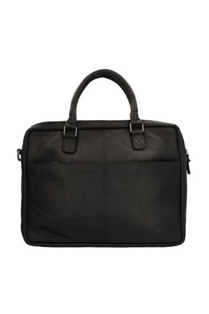 16 inch leren laptoptas zwart