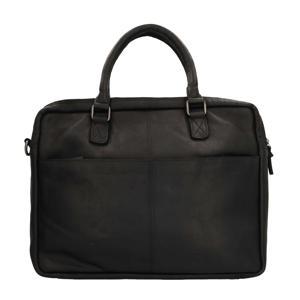 16 inch leren laptoptas zwart
