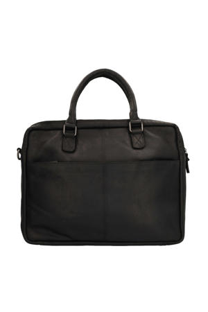 16 inch leren laptoptas zwart