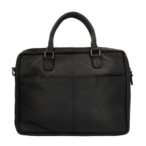 Manfield 16 leren laptoptas zwart afbeelding