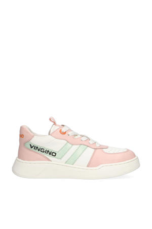 leren sneakers roze/wit