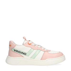   leren sneakers roze/wit