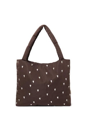 luiertas Puffy Hearts Mom Bag bruin