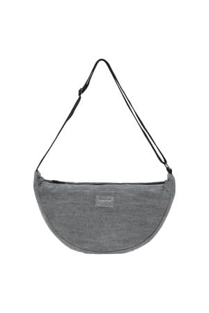denim crossbody tas Denim Solid grijs