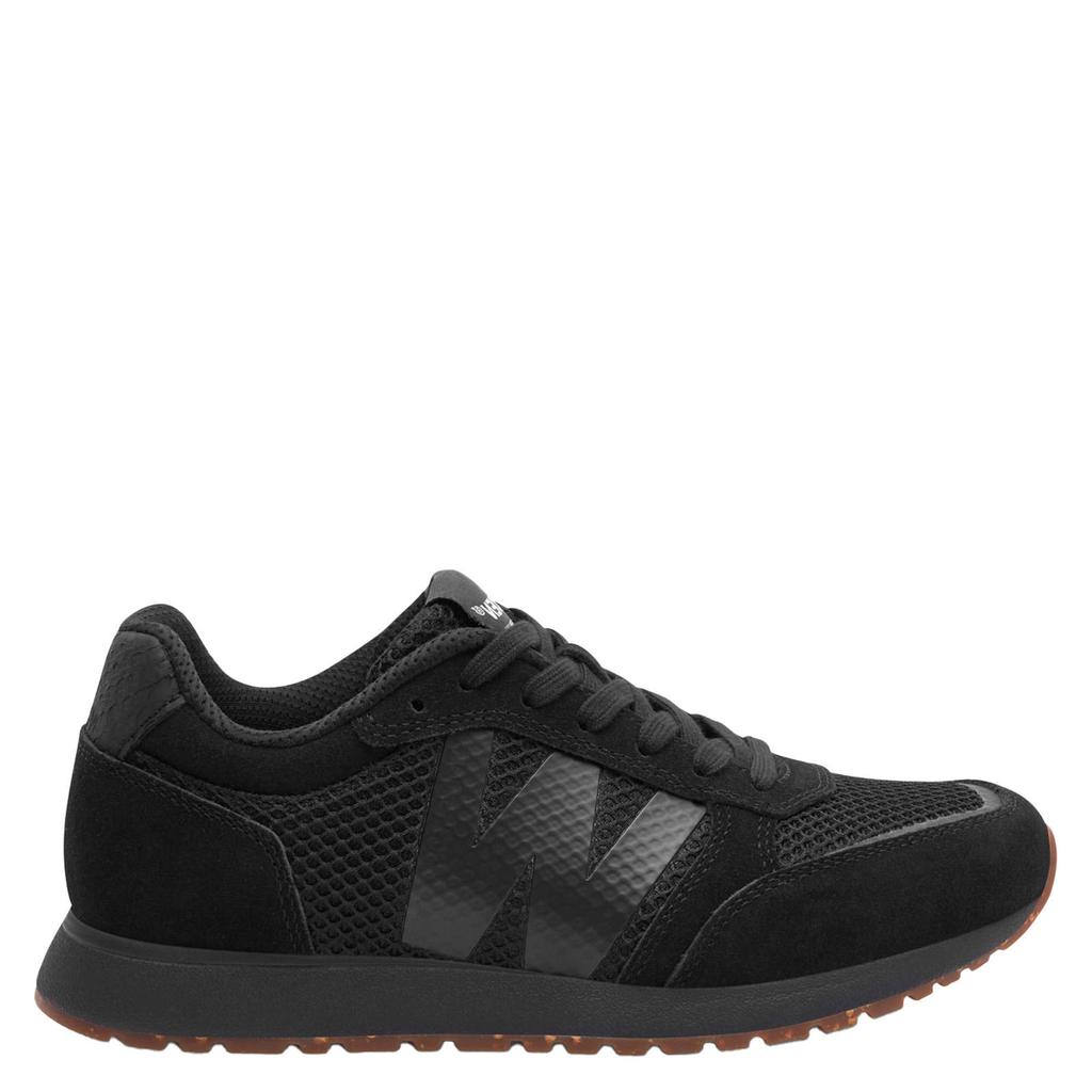 Zwarte dames Woden Ronja Icon leren sneakers van suède en mesh met veters
