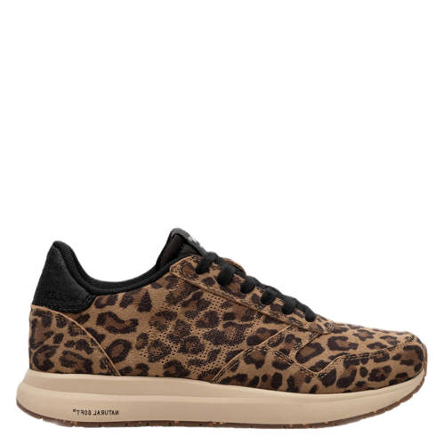 Woden Nicoline Leo suède sneakers panterprint bruin/zwart afbeelding