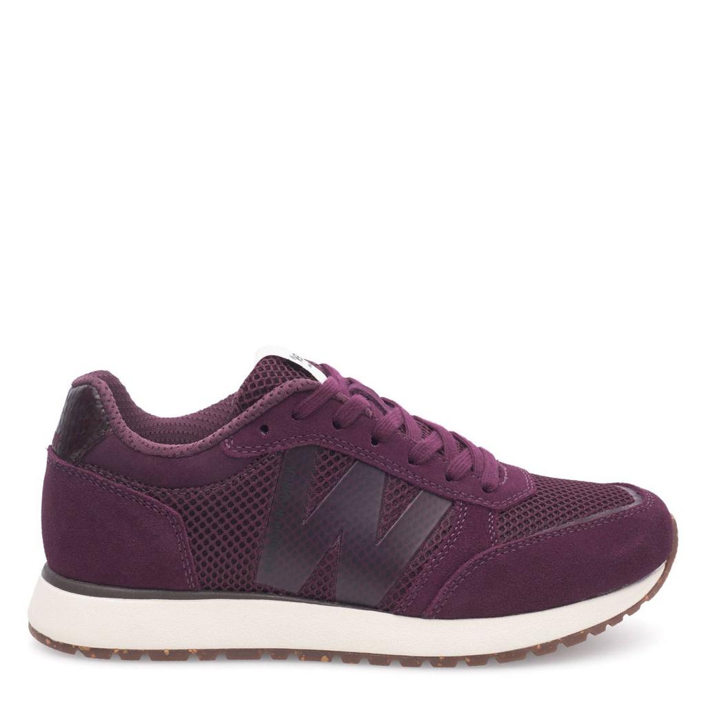 Donkerpaarse dames Woden Ronja Icon suède sneakers van leer met veters