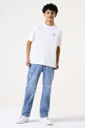 straight leg jeans medium blue denim