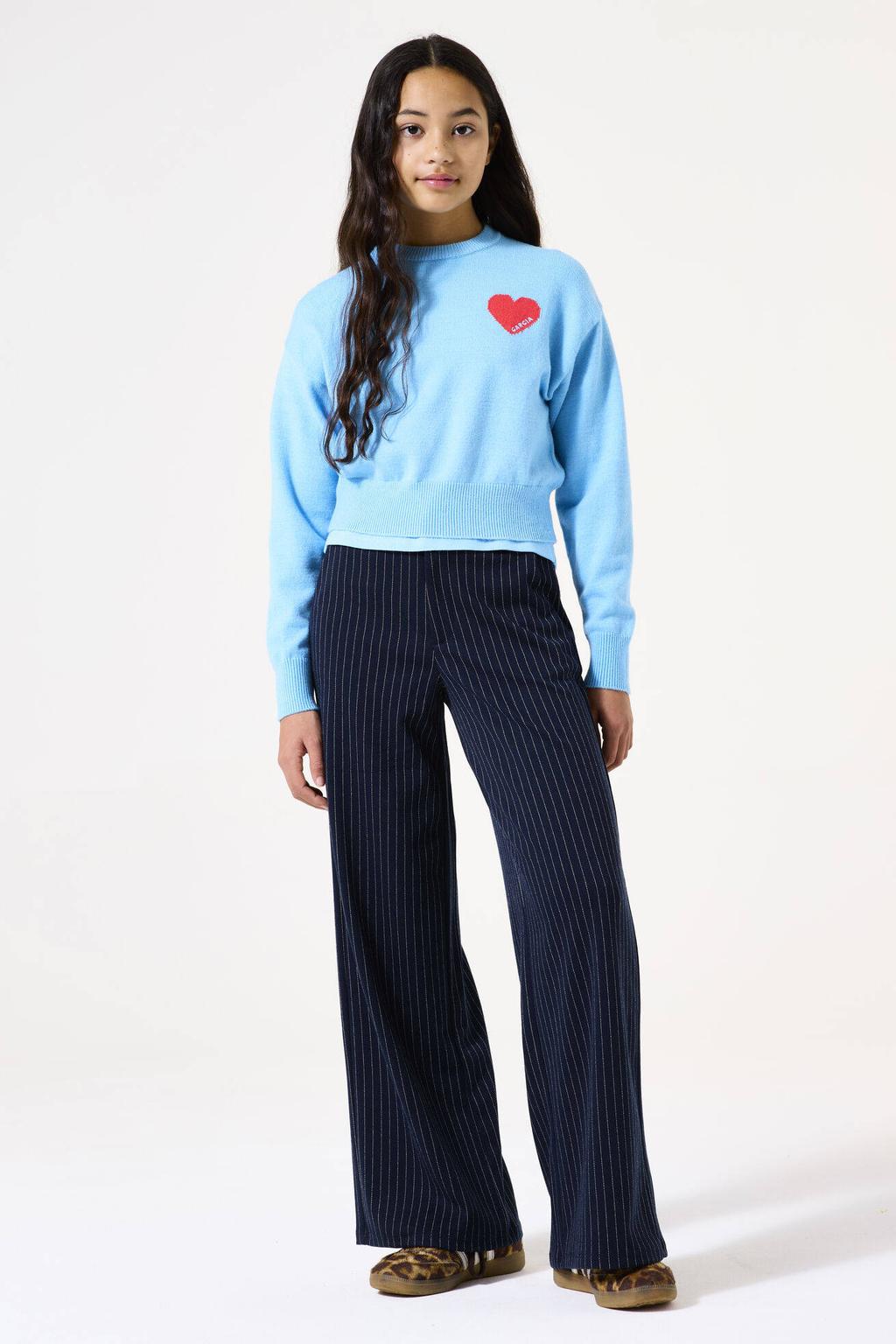 Garcia trui blauw fijn gebreid