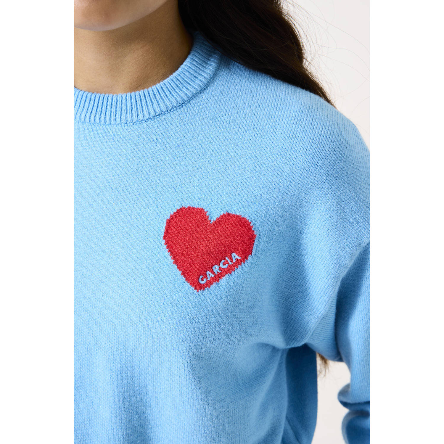 Garcia trui blauw fijn gebreid