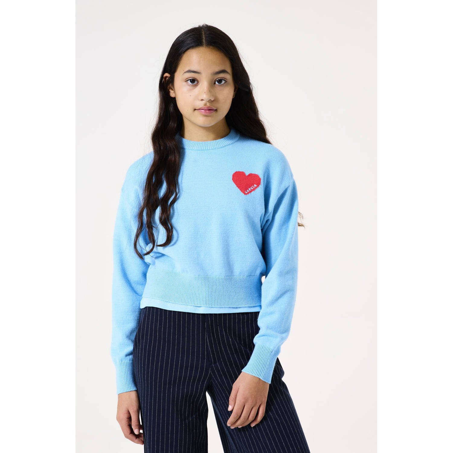 Garcia trui blauw fijn gebreid