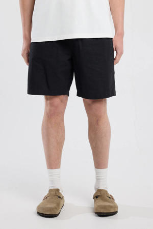 linnen regular casual short zwart