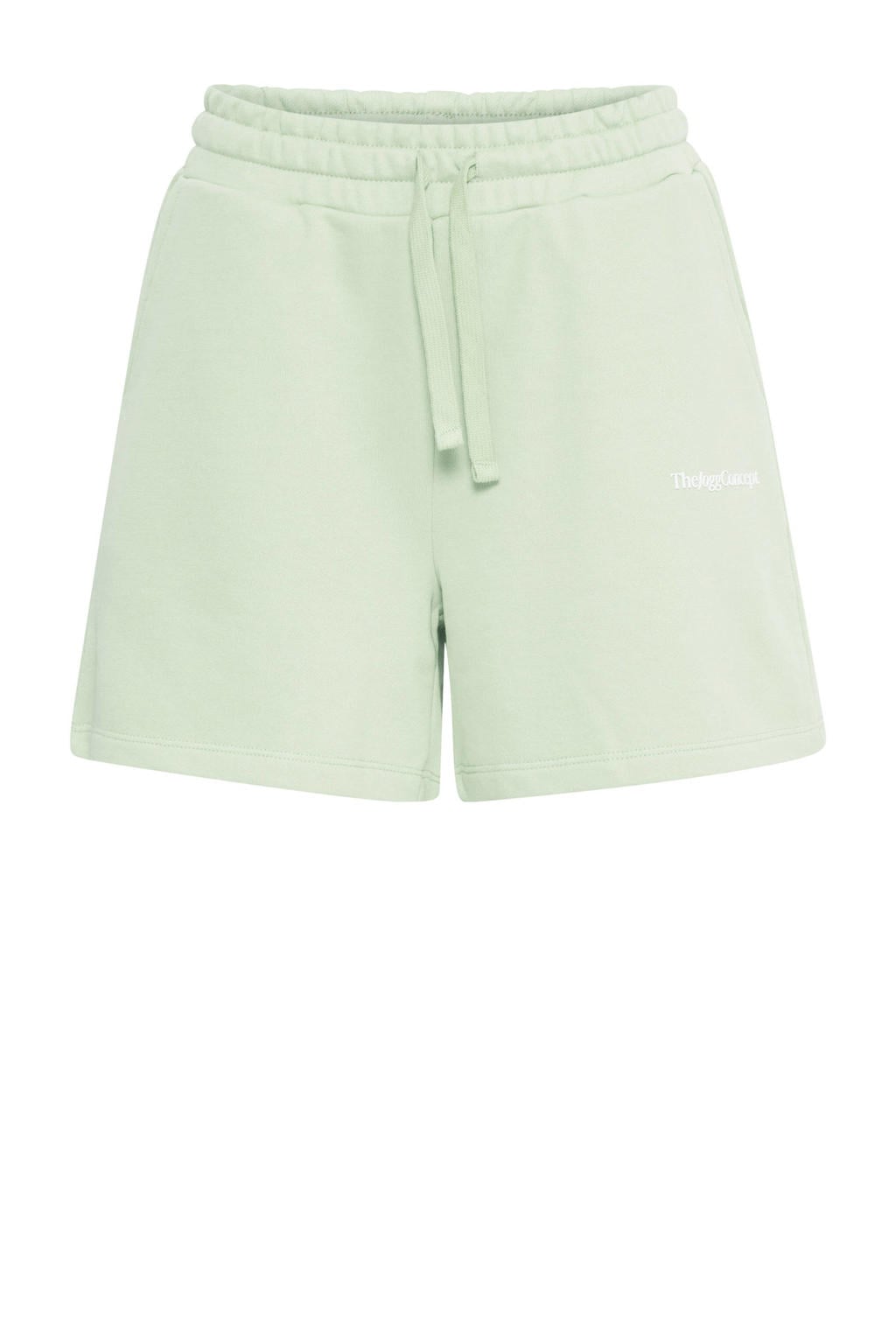 Lichtgroene dames TheJoggConcept short van katoen met regular fit en regular waist