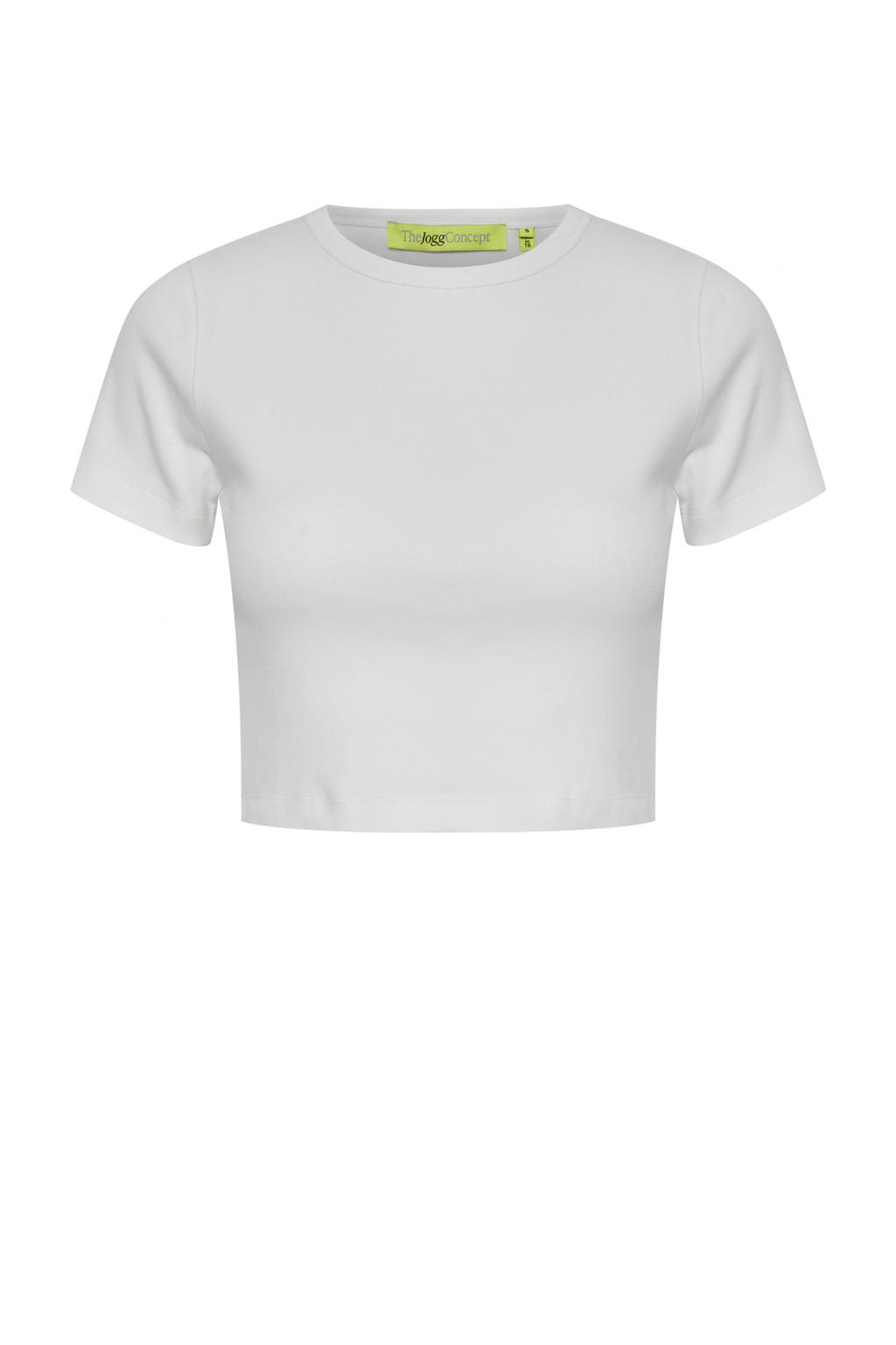 Witte dames TheJoggConcept T-shirt van katoen met korte mouwen en ronde hals