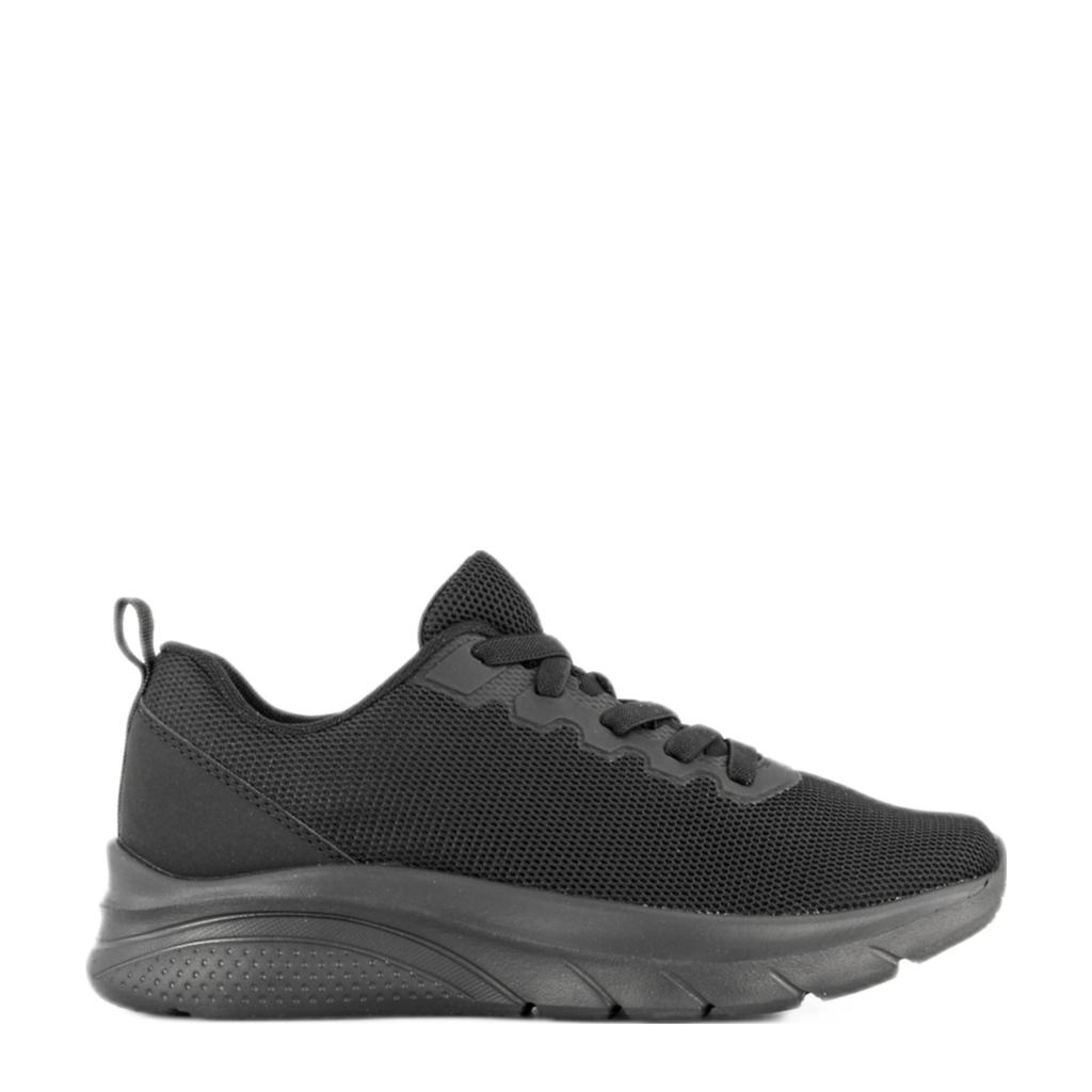 Zwarte dames Graceland sneakers van textiel en imitatieleer met veters