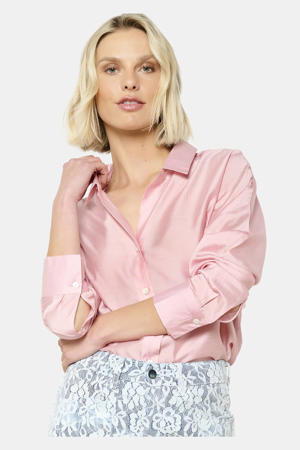 satijnen blouse lichtroze
