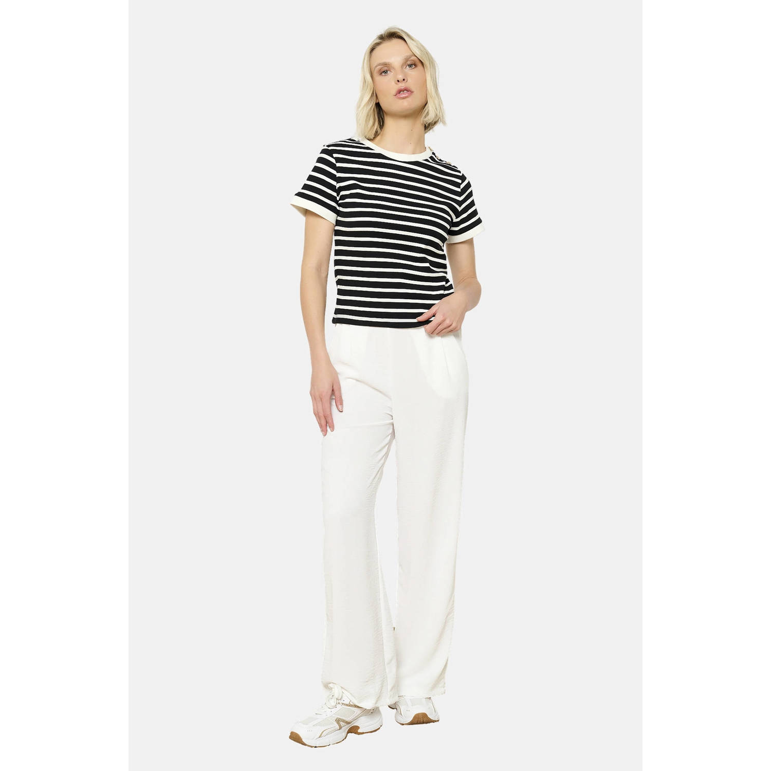 LOLALIZA wide leg regular waist casual broek ecru