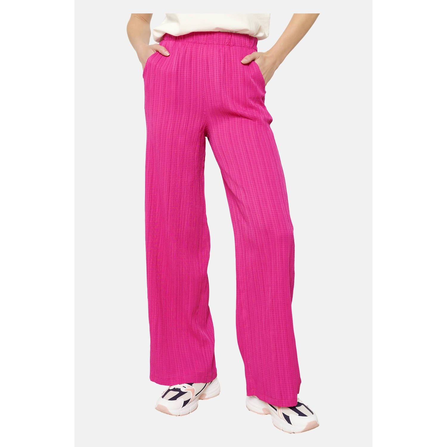 LOLALIZA wide leg regular waist broek roze