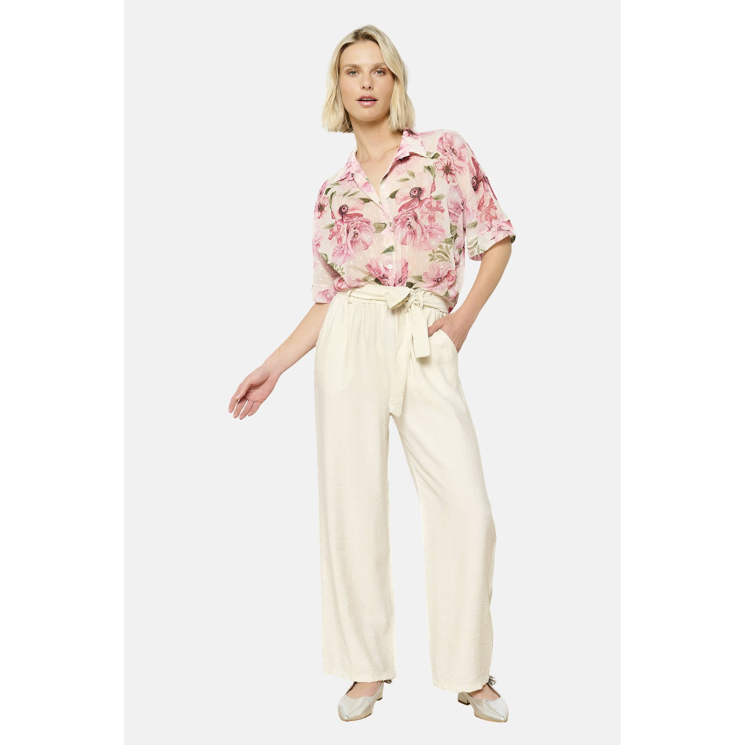 LOLALIZA straight regular waist broek ecru