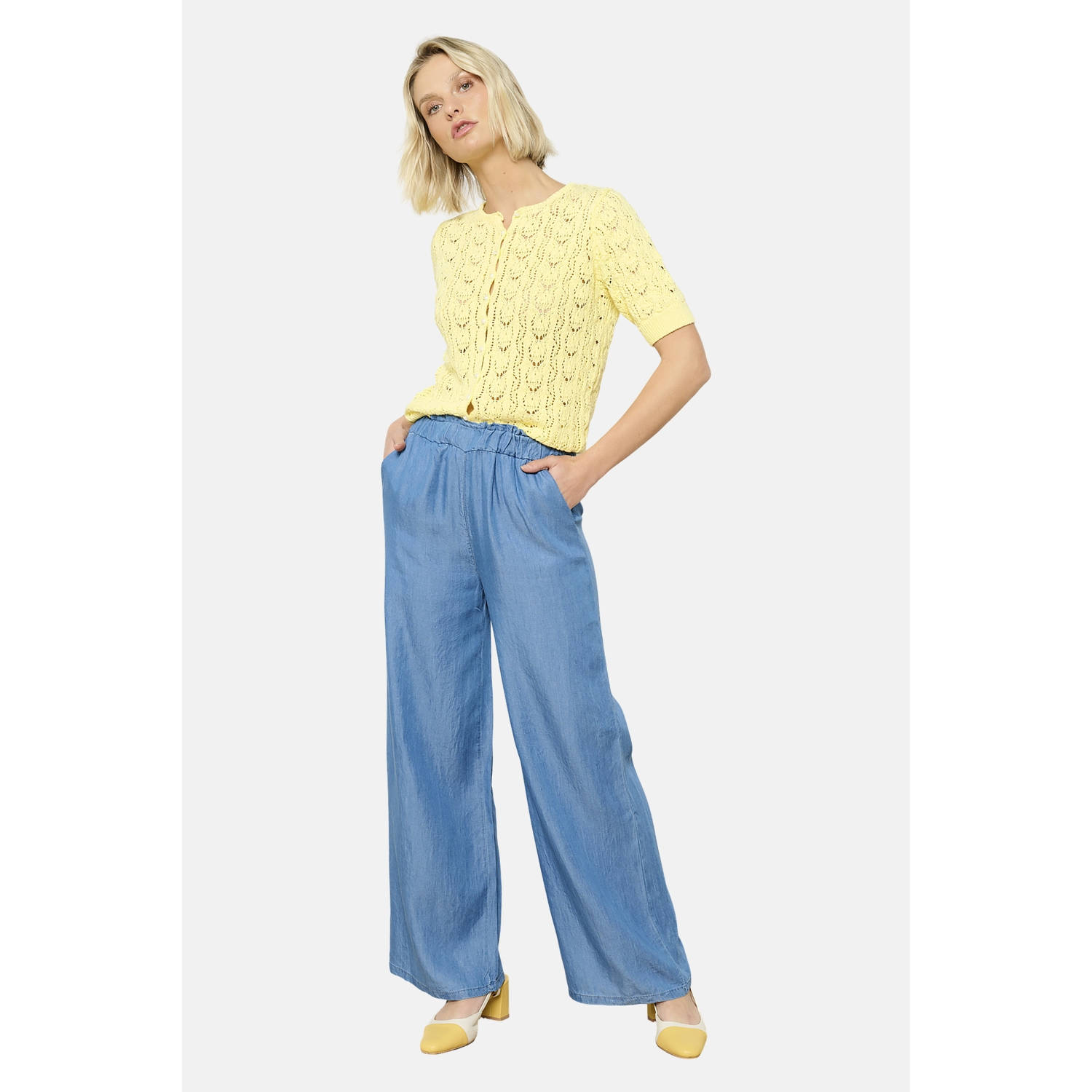 LOLALIZA denim wide leg regular waist broek medium blue denim