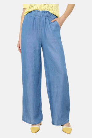 denim wide leg regular waist broek medium blue denim