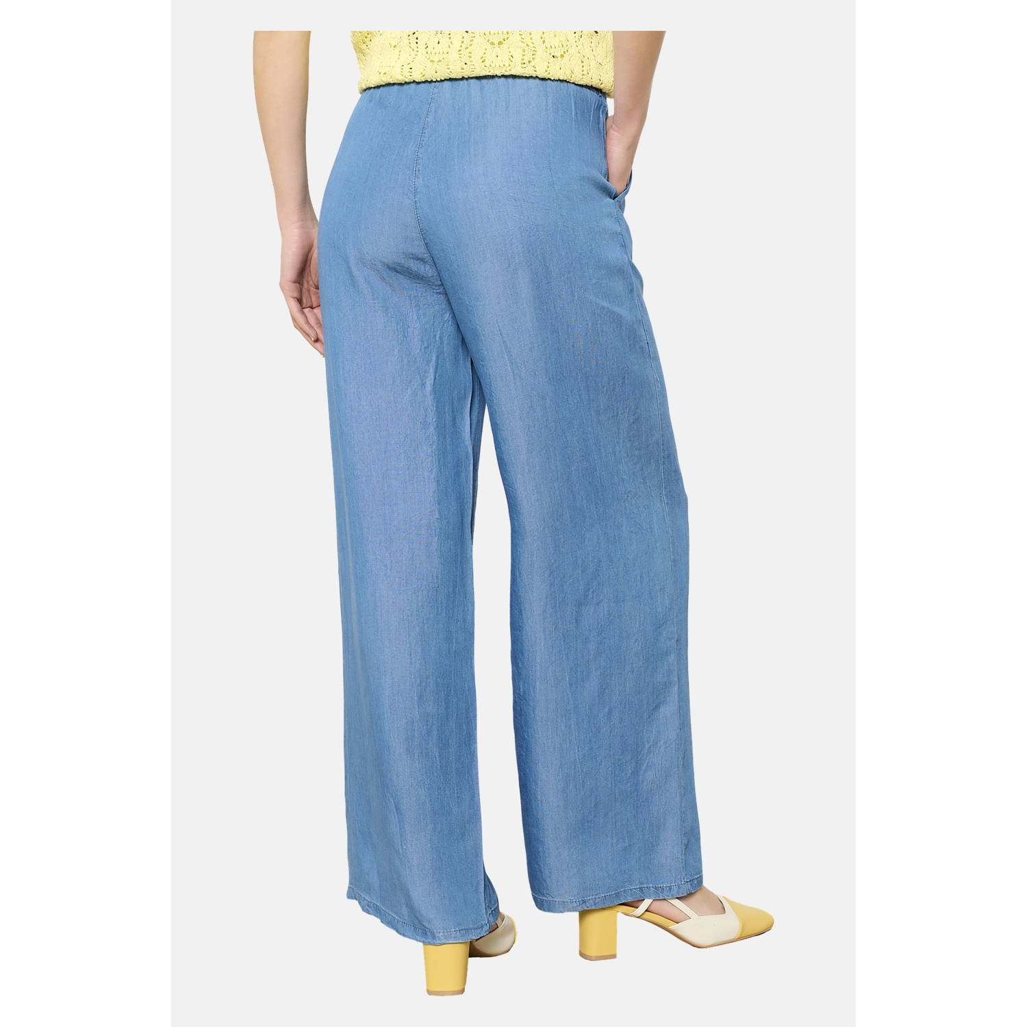 LOLALIZA denim wide leg regular waist broek medium blue denim