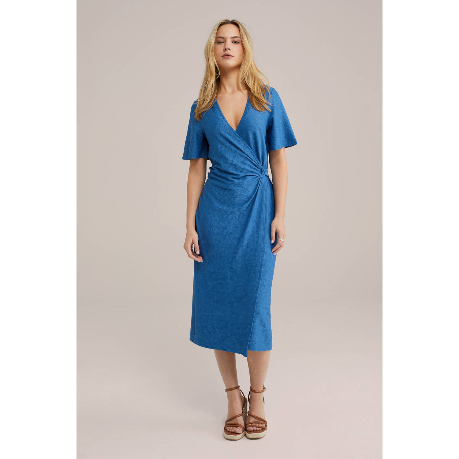 WE Fashion wikkel- overslagjurk blauw