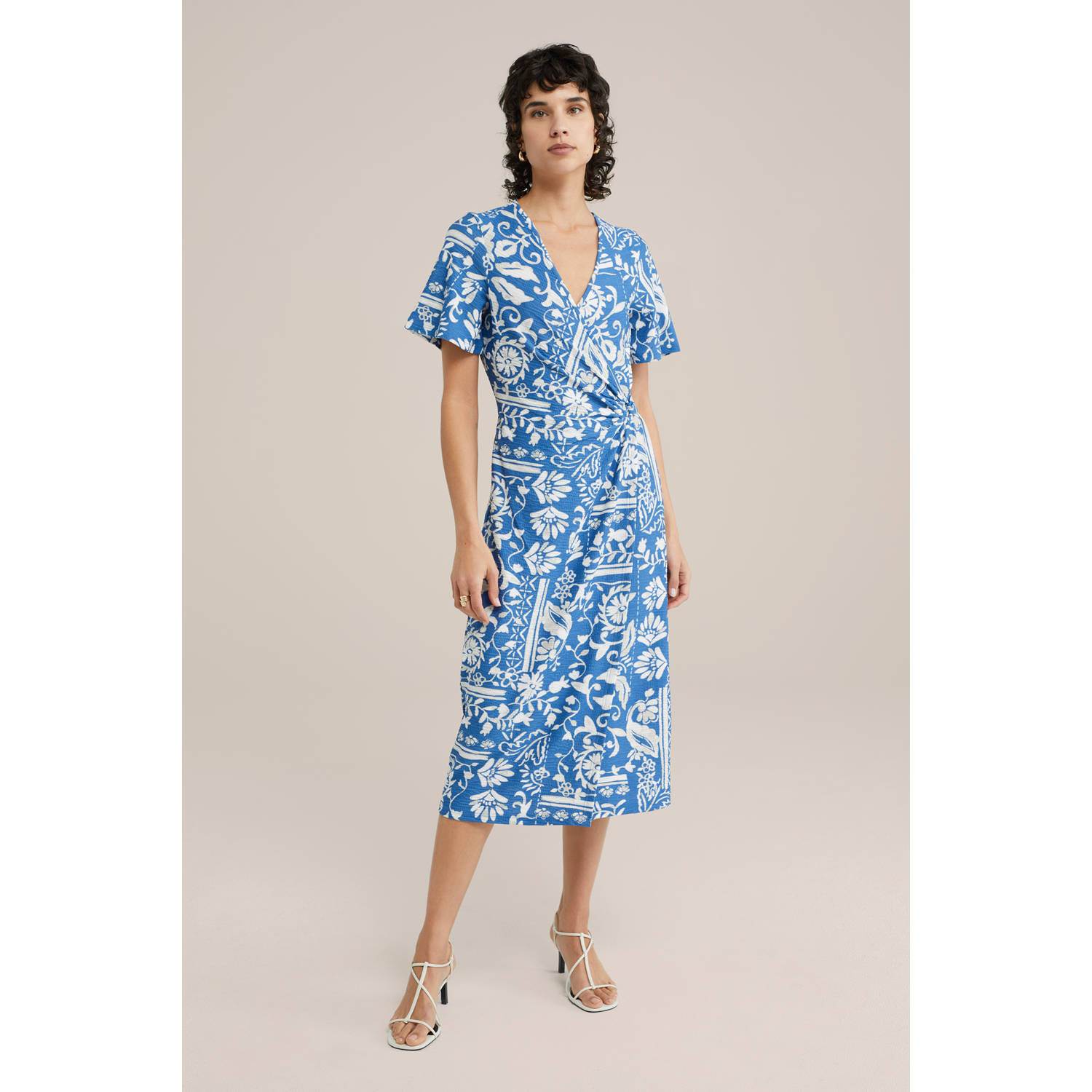 WE Fashion wikkel- overslagjurk blauw