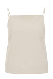 thumbnail: Beige dames WE Fashion top van viscose met effen, spaghettibandjes en vierkante hals