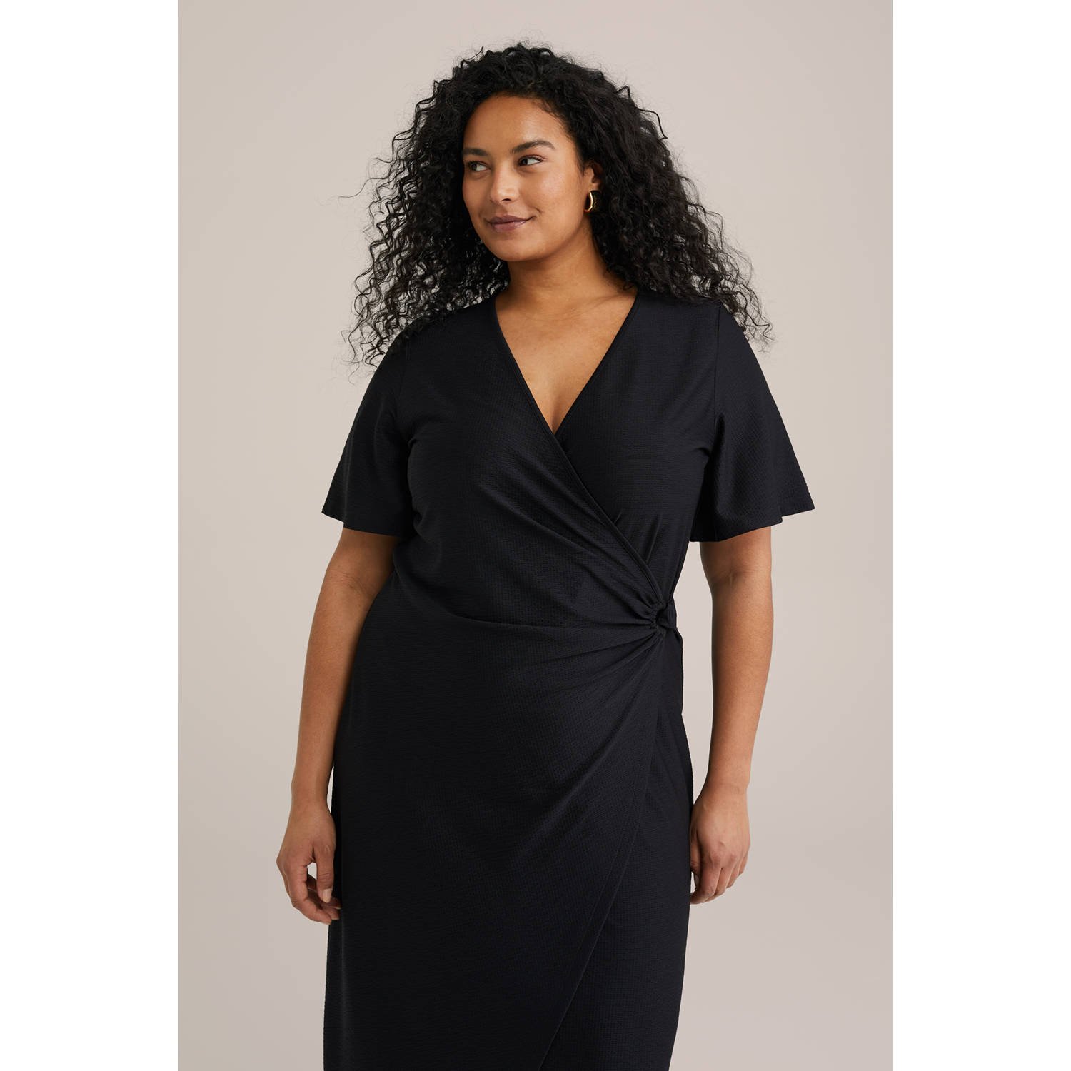 WE Fashion wikkel- overslagjurk zwart