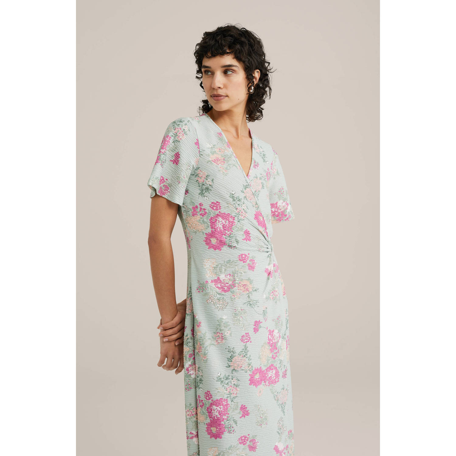 WE Fashion wikkel- overslagjurk lichtblauw