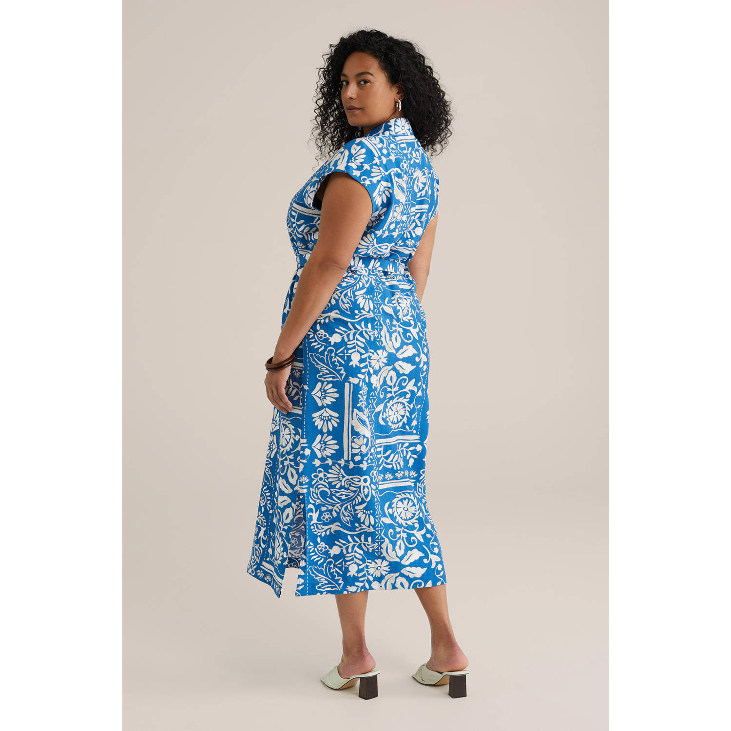 WE Fashion Curve blousejurk blauw