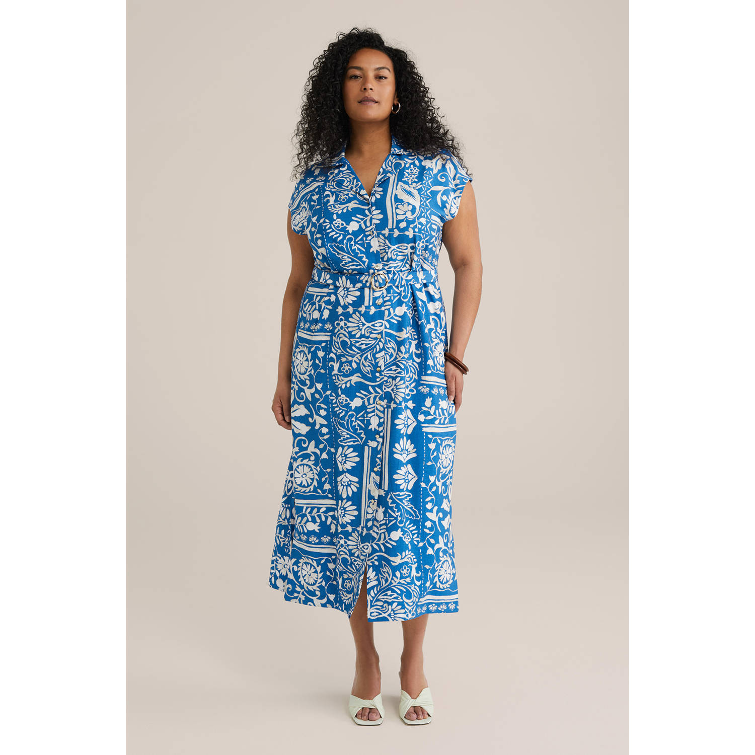 WE Fashion Curve blousejurk blauw