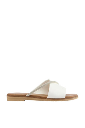 slippers met strass wit