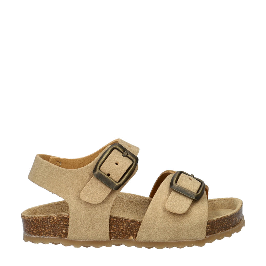 Beige jongens en meisjes Nelson Kids sandalen van imitatieleer met gesp