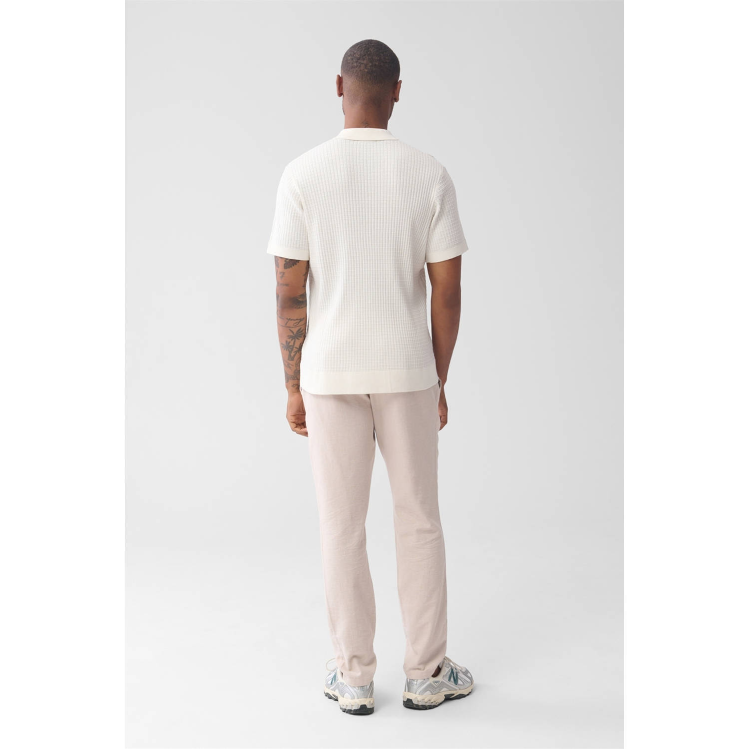 Shoeby regular polo met ingebreid patroon ecru