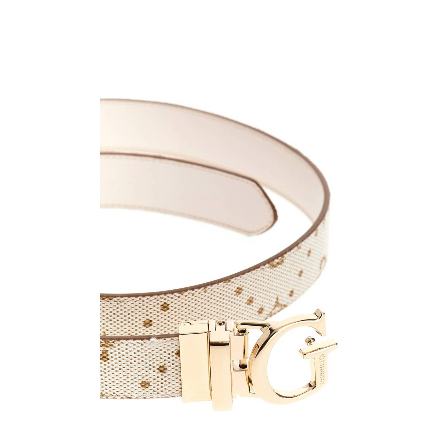 GUESS reversible riem Neda met logoprint ecru