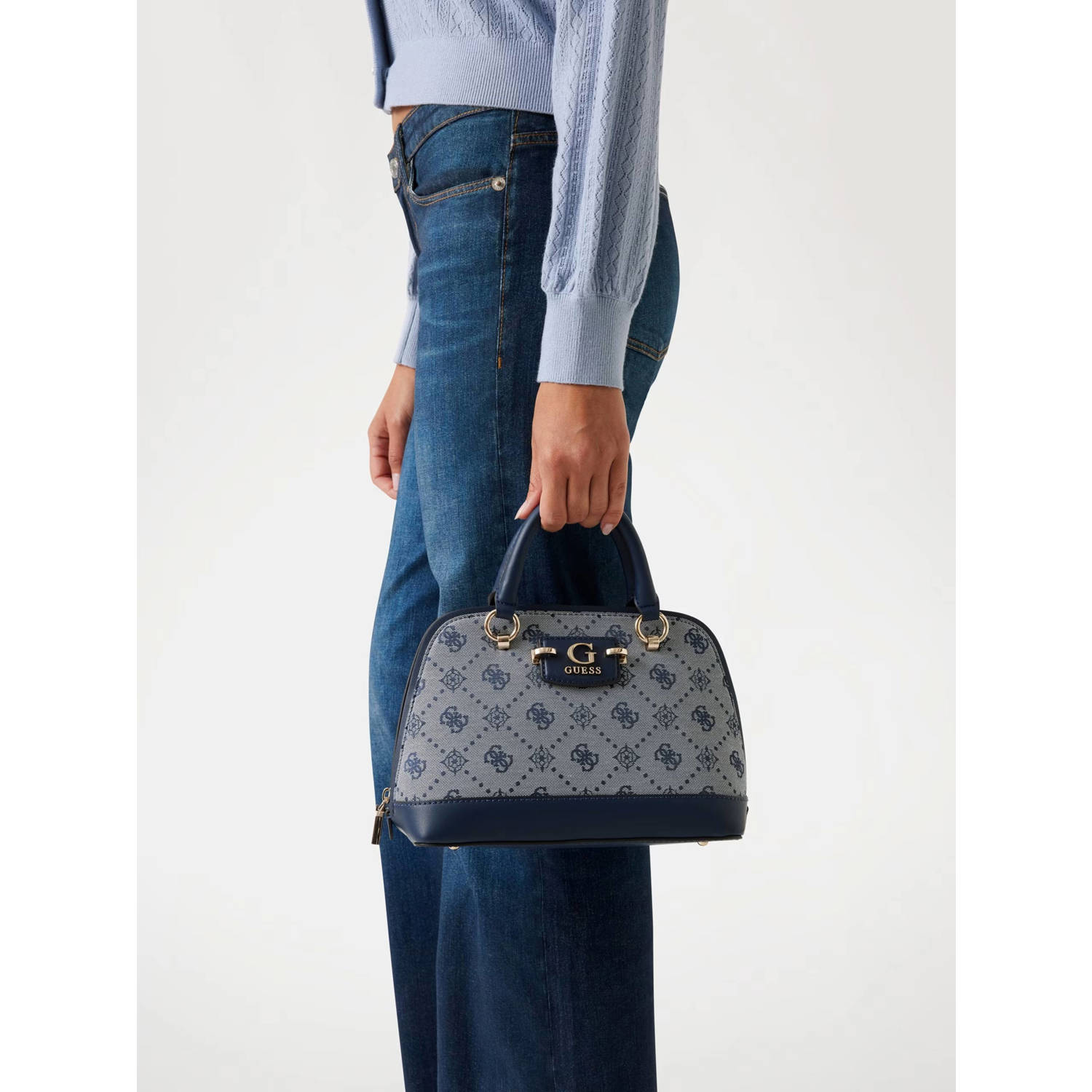 GUESS mini handtas Neda met logoprint donkerblauw