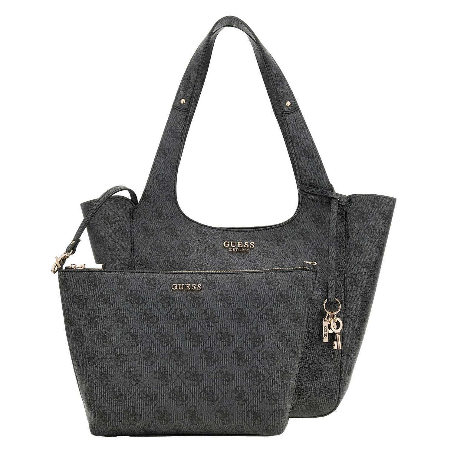 GUESS schoudertas Calista met logoprint antraciet