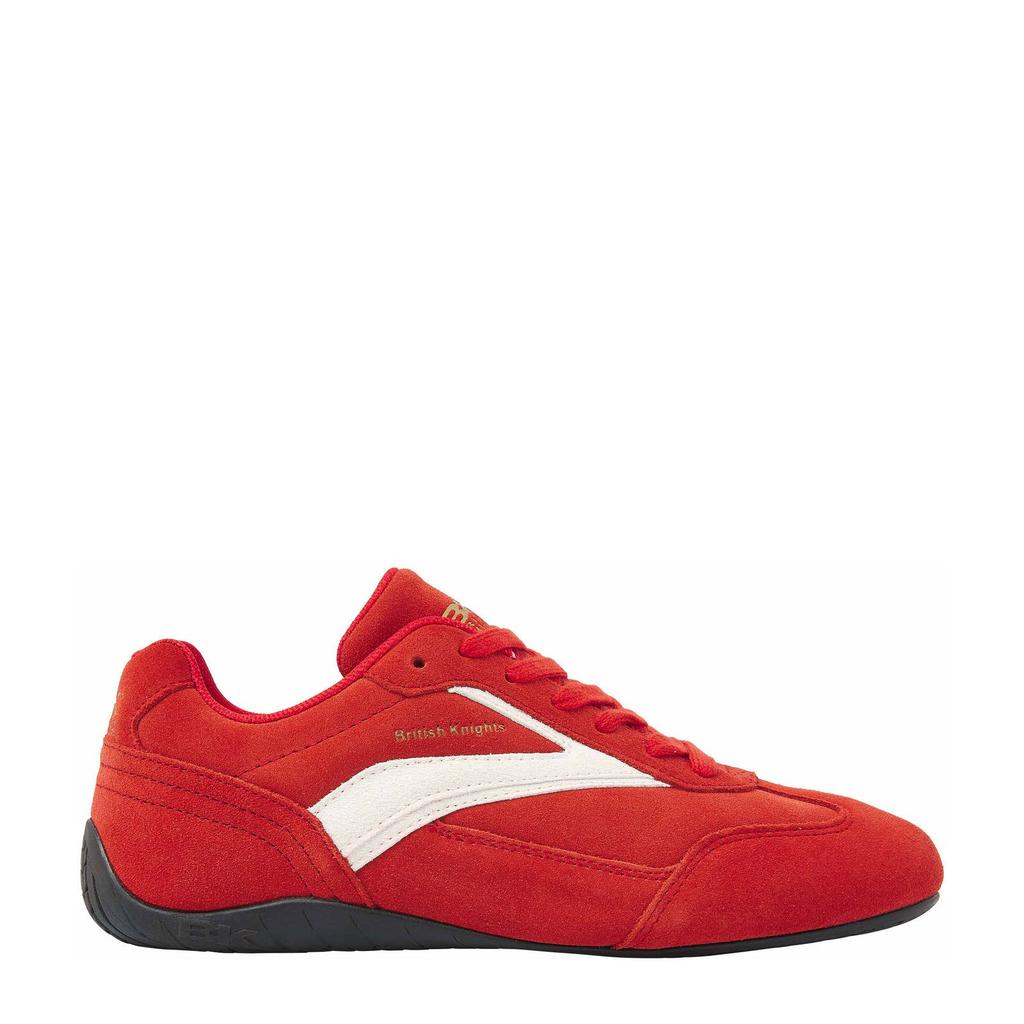 Rood en ecru dames British Knights Swayco suède sneakers met veters