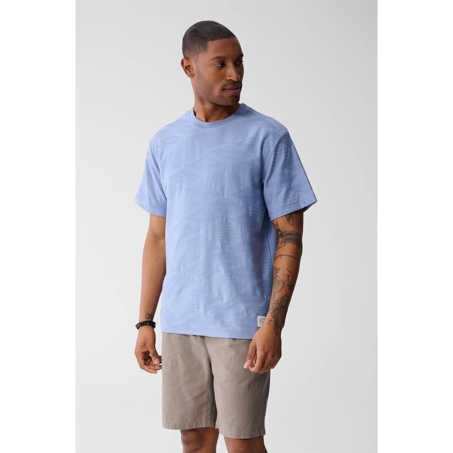Shoeby T-shirt met textuur lichtblauw