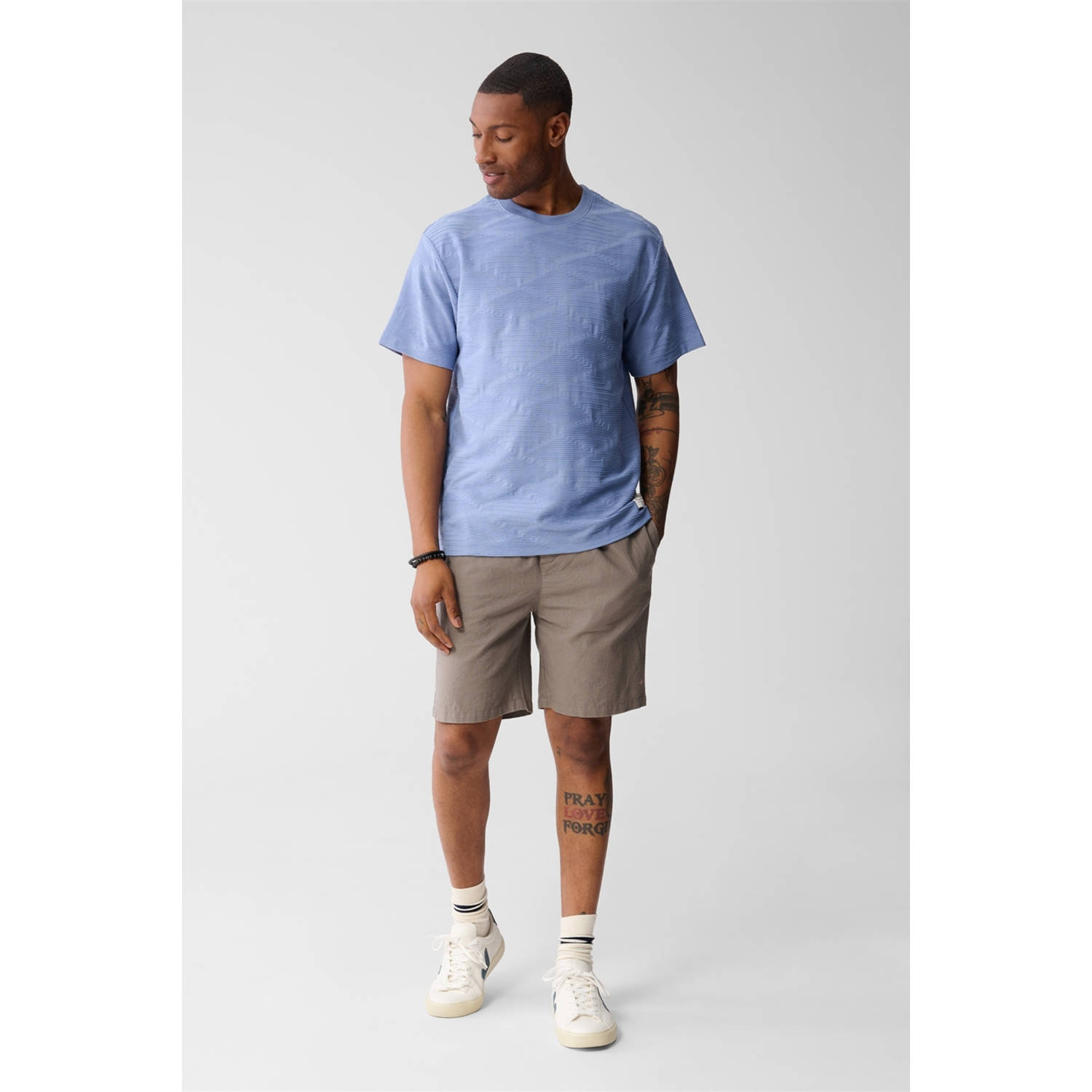 Shoeby T-shirt met textuur lichtblauw
