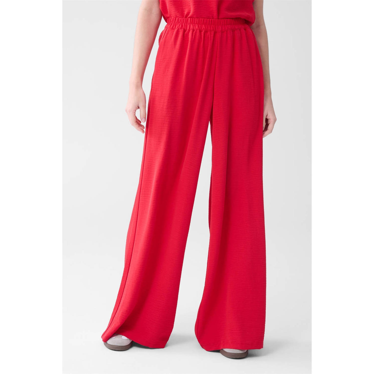 Shoeby regular high waist casual broek rood
