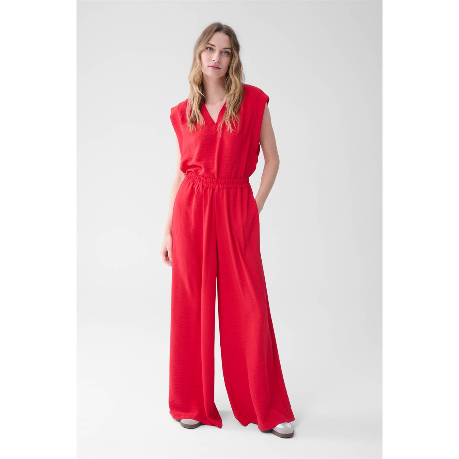 Shoeby regular high waist casual broek rood
