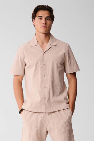 casual overhemd met textuur beige