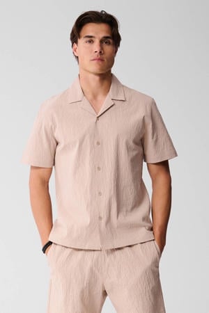 casual overhemd met textuur beige